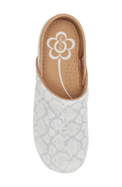 Sanita Viper Snake Embossed Clog In Light Grey