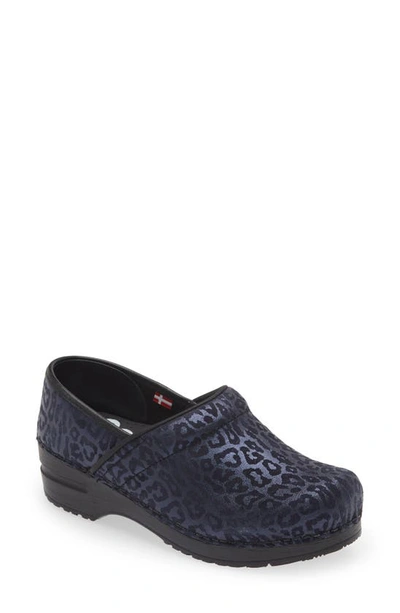 Shop Sanita Pardus Leopard Print Clog In Navy