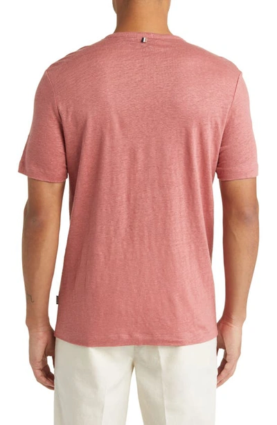 Shop Hugo Boss Tiburt Slub Linen T-shirt In Open Pink