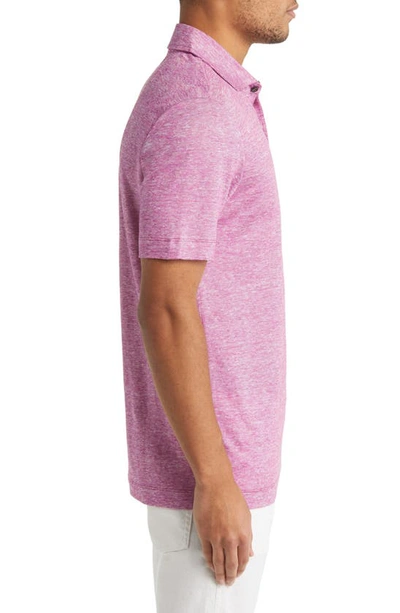 Shop Hugo Boss Boss Press Heathered Linen Piqué Polo In Dark Pink