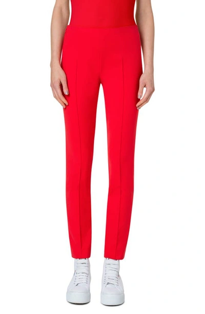 Shop Akris Melissa Techno Cotton Blend Pants In Red