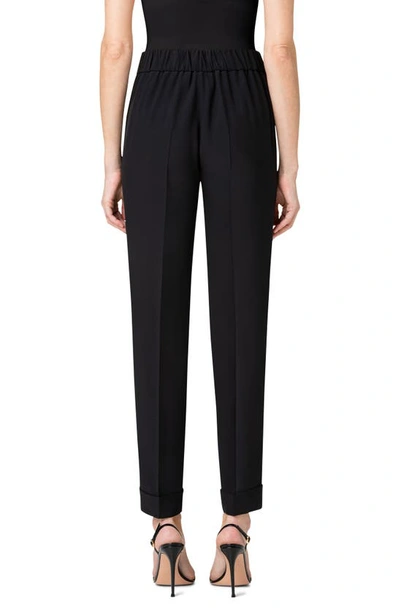 Akris Chris Cuffed Crepe Ankle Pants In Black