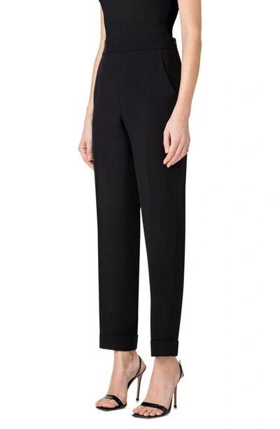 Akris Chris Cuffed Crepe Ankle Pants In Black