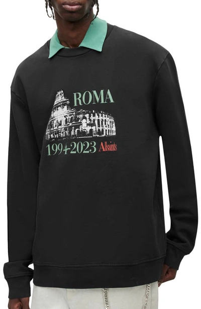 Shop Allsaints Roma Graphic Sweatshirt In Washed Black