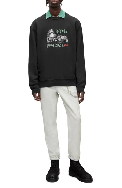 Shop Allsaints Roma Graphic Sweatshirt In Washed Black