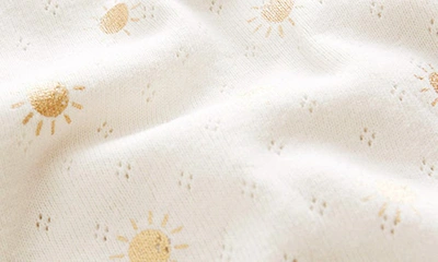 Shop Boden Kids' Foil Accent Pointelle Cotton Top In Ivory/gold Suns