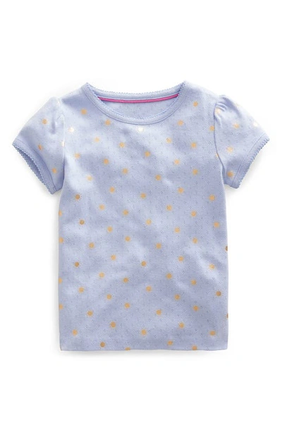 Shop Boden Kids' Foil Accent Pointelle Cotton Top In Brunnera Blue/suns