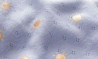 Shop Boden Kids' Foil Accent Pointelle Cotton Top In Brunnera Blue/suns