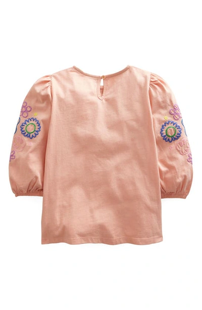 Shop Boden Kids' Embroidered Cotton Top In Dusty Pink Pineapple