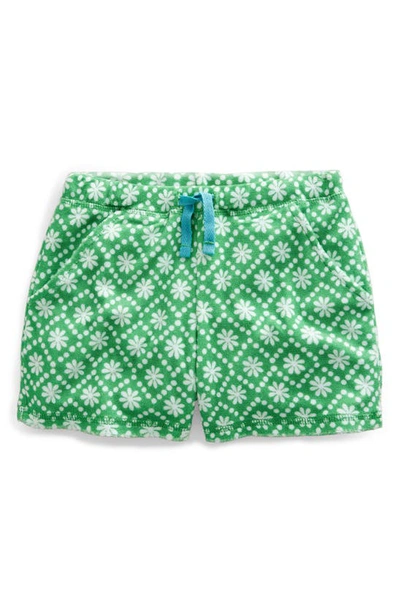 Shop Boden Kids' Floral Print Terry Shorts In School Green Daisies
