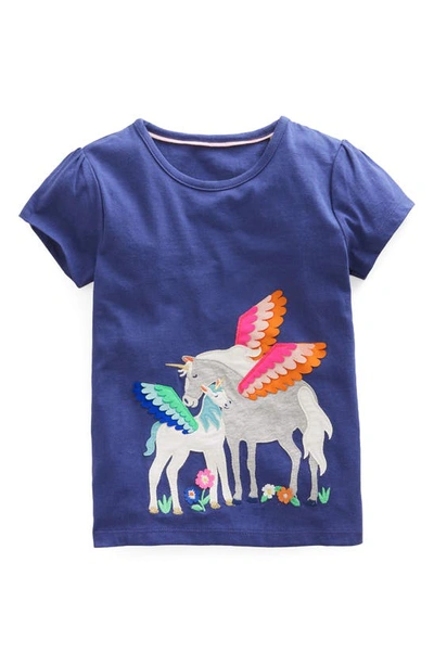 Shop Boden Kids' Appliqué Cotton Graphic Tee In Daffodil Unicorns