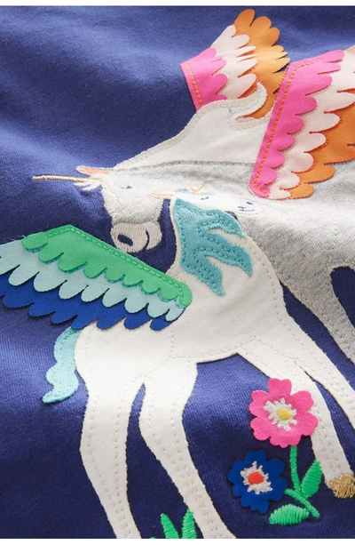 Shop Boden Kids' Appliqué Cotton Graphic Tee In Daffodil Unicorns