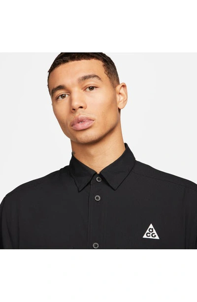Shop Nike Dri-fit Acg Uv Devastation Performance Button-up Trail Shirt In Black/ Summit White