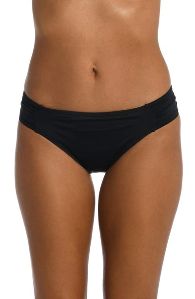 La Blanca Island Goddess Shirred Hipster Bikini Bottom In Black