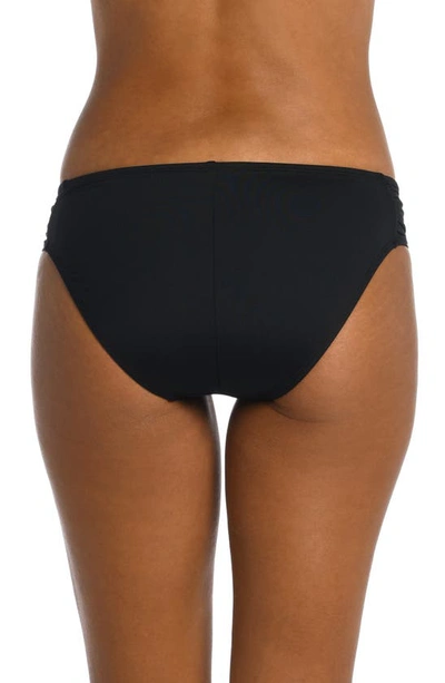 La Blanca Island Goddess Shirred Hipster Bikini Bottom In Black