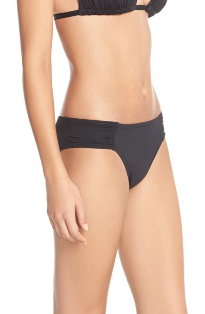 La Blanca Island Goddess Shirred Hipster Bikini Bottom In Black