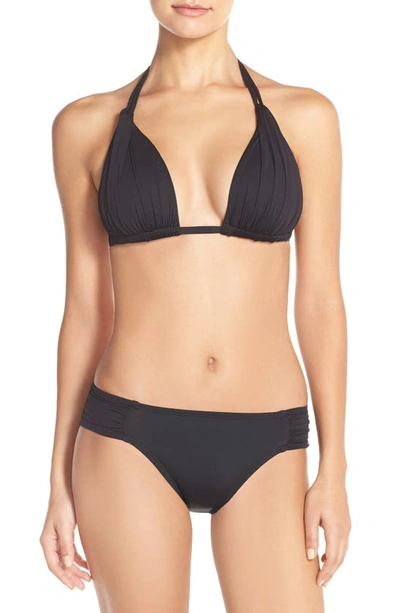 La Blanca Island Goddess Shirred Hipster Bikini Bottom In Black