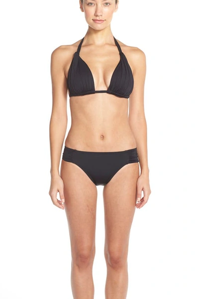 La Blanca Island Goddess Shirred Hipster Bikini Bottom In Black