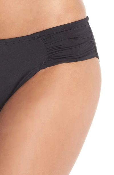 La Blanca Island Goddess Shirred Hipster Bikini Bottom In Black