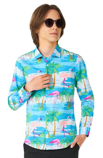 Shop Opposuits Kids' Flaminguy Dress Shirt In Miscellaneous