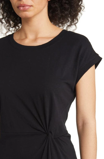 Shop Caslon Twist Waist Organic Cotton Midi T-shirt Dress In Black