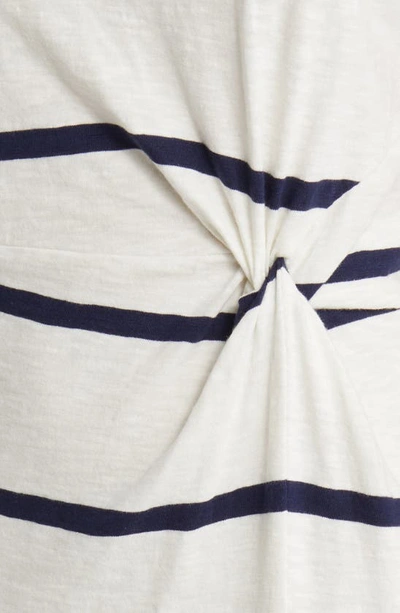 Shop Caslon Twist Waist Organic Cotton Midi T-shirt Dress In Ivory- Navy Peacoat Stripe