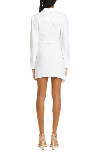 Shop Jacquemus La Robe Bahia Long Sleeve Sash Dress In 100 White