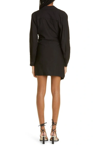 Shop Jacquemus La Robe Bahia Long Sleeve Sash Dress In 990 Black