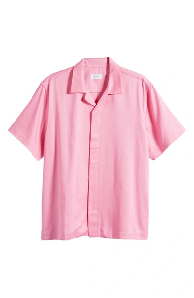 Shop Saturdays Surf Nyc York Short Sleeve Lyocell & Cotton Button-up Camp Shirt In Fuchsia Pink
