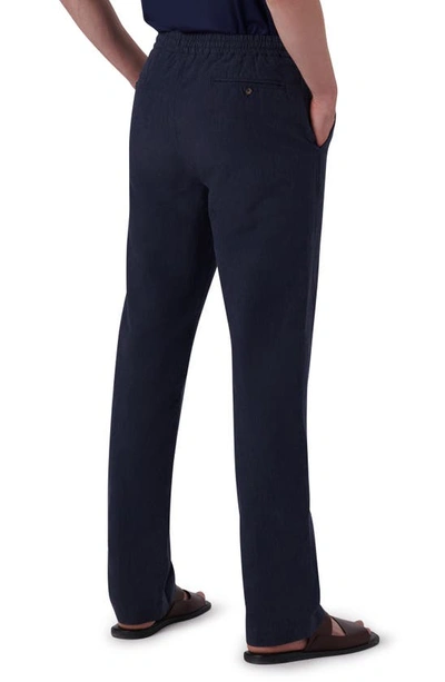 Bugatchi Button Front Linen Blend Pants In Navy