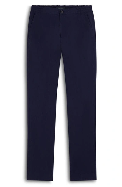 Bugatchi Button Front Linen Blend Pants In Navy