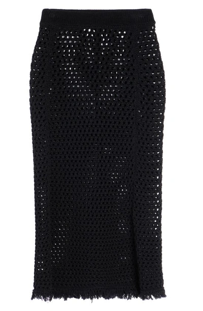 Shop Dries Van Noten Tibba Crochet Cotton Skirt In Black 900
