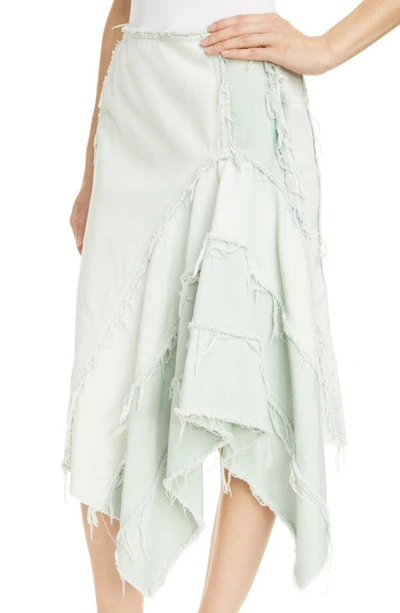 Shop Dries Van Noten Saxo Ruffle Raw Seam Twill Skirt In Mint