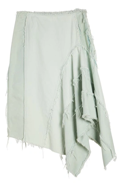 Shop Dries Van Noten Saxo Ruffle Raw Seam Twill Skirt In Mint