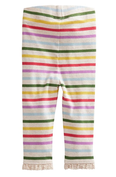 Shop Mini Boden Stripe Rib Stretch Cotton Leggings In Rainbow Stripe