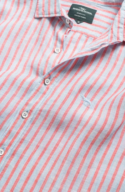 Shop Rodd & Gunn Mclean Park Stripe Linen Button-up Shirt In Sky