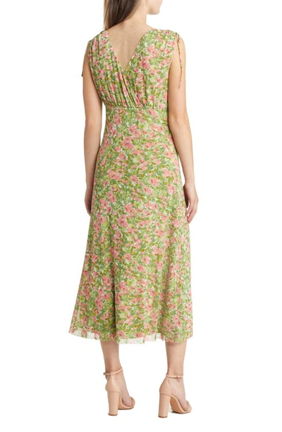 Shop Anne Klein Floral Print Sleeveless Dress In Sprout Multi -