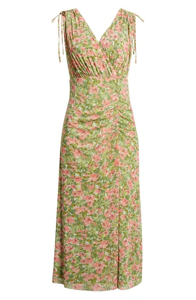 Shop Anne Klein Floral Print Sleeveless Dress In Sprout Multi -