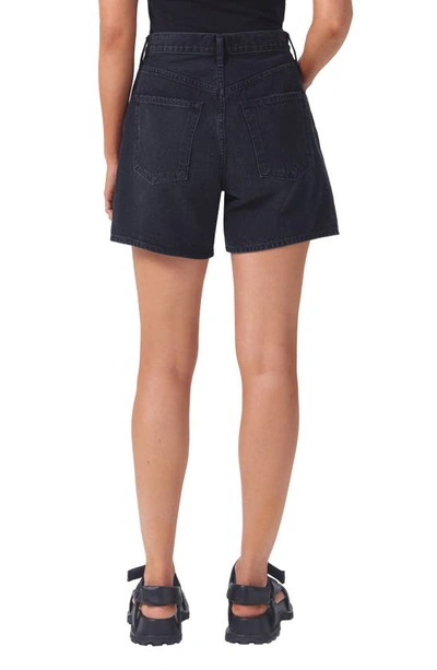 Shop Agolde Stella Super High Waist Organic Cotton Denim Shorts In Bat