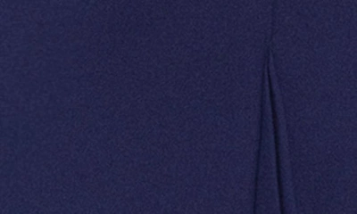 Betsy & Adam Ruffle Halter Crepe Gown In Night Blue