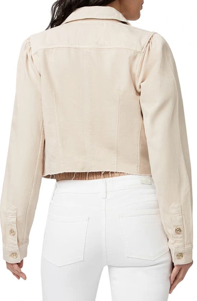 Paige Pacey Raw Hem Crop Twill Jacket In Soft Beige