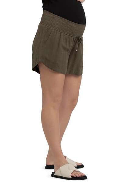 Ripe Maternity Byron Shirred Short In Olive