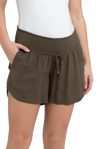 Ripe Maternity Byron Shirred Short In Olive