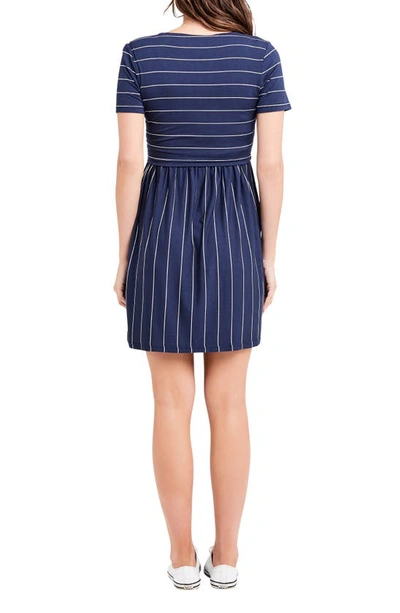 Shop Ripe Maternity St/nursing Dress In Indigo / White