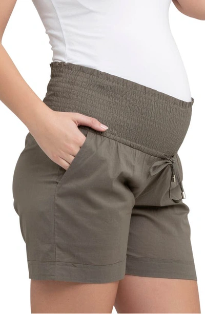 Shop Ripe Maternity Philly Cotton Maternity Shorts In Moss