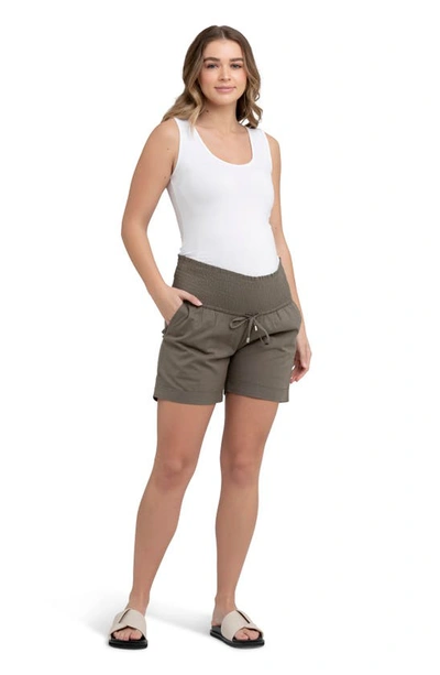 Shop Ripe Maternity Philly Cotton Maternity Shorts In Moss