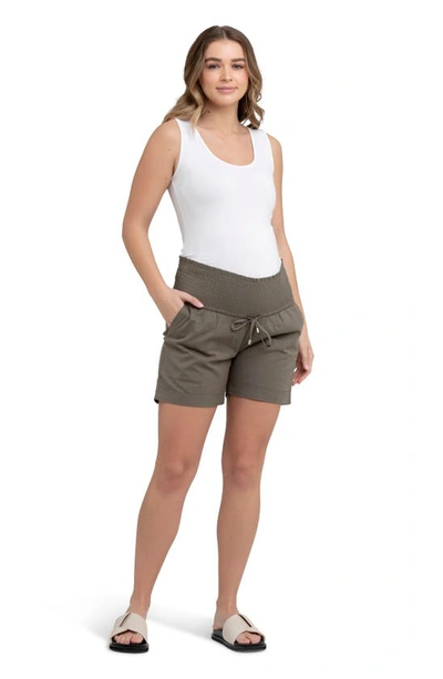 Ripe Maternity Philly Cotton Maternity Shorts In Moss