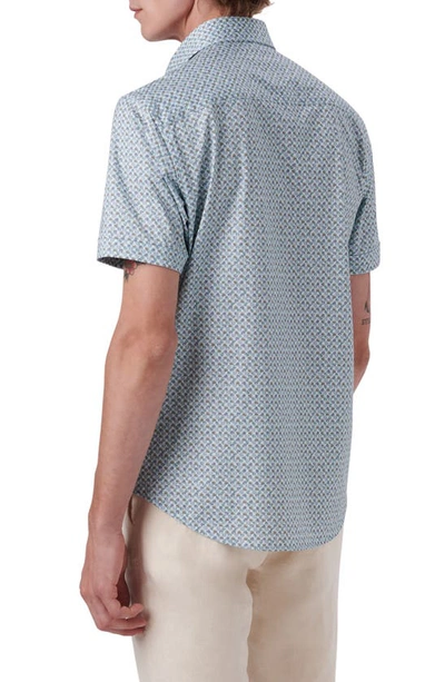 Shop Bugatchi Ooohcotton® Tech Floral Knit Short Sleeve Button-up Shirt In Sage