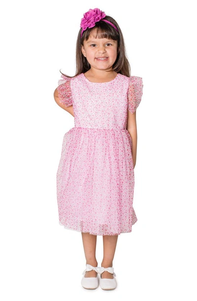 Shop Popatu Kids' Flutter Sleeve Floral Dress In Multi