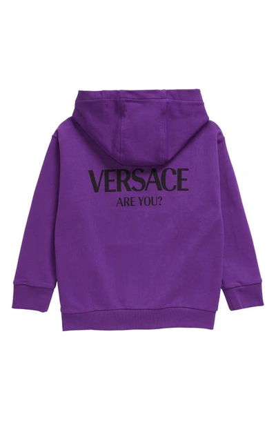 Shop Versace Kids' Logo Graphic Hoodie In Bright Dark Orchid Green